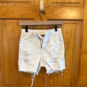 American Eagle Outfitters White Distressed Denim Shorts